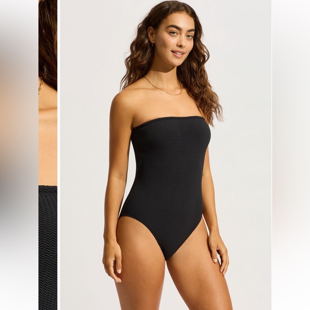Seafolly strapless bandeau one piece swimsuit 10